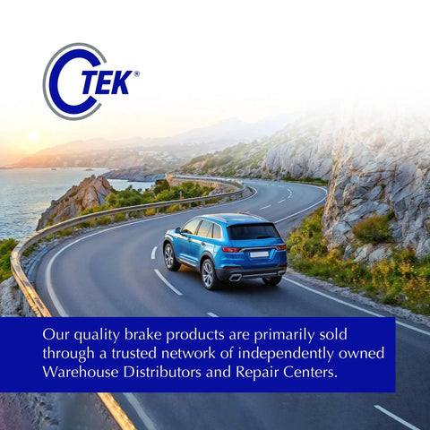 Blue SUV in rear three-quarter view on a winding coastal highway at sunrise; G-TEK logo in top-left.