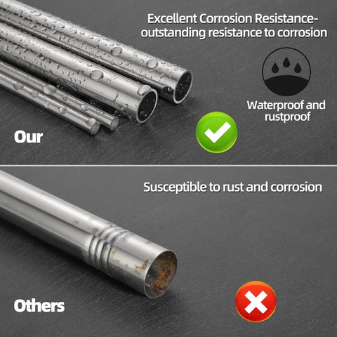 Two Pack Stainless Steel Round Tubing 300mm 0.75 Inch OD 304 Seamless Tube Heavy Duty Industrial Grade corrosion comparison