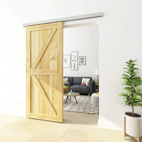 Six Foot Sliding Barn Door Track Kit With Aluminium Box Rail Wall Mounted Hidden Hardware For Modern Doors Easy To Install Low Clearance