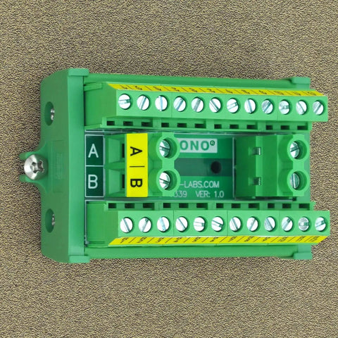 Top view of Two Row 2x12 Position Screw Terminal Block Distribution Module 30A 300V with screw mount A and B channels visible.