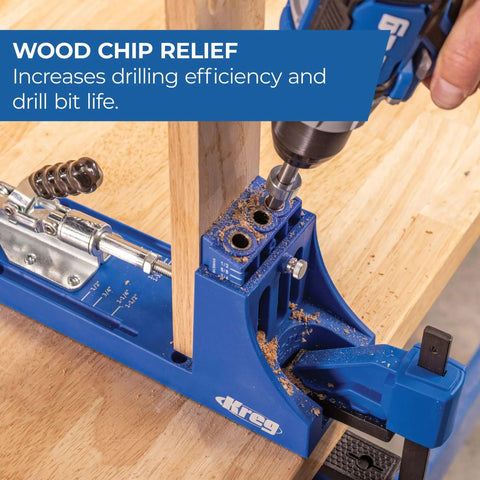 K4 Pocket Hole Jig For Pros And DIYers With Adjustable Easy To Use Drill Guides in use on wood panel for strong joints