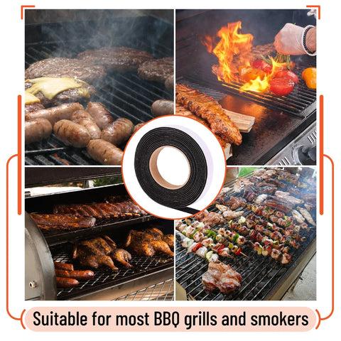 UNCO smoker gasket, 2-pack, 15 ft total, 1/2 in x 1/8 in, black high-temp gasket for grills and smokers