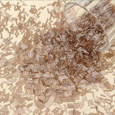 Glass Bugle Beads Bulk 4200 Pcs 2x6mm Champagne Pink Long Tube Seed Beads for Jewelry Making and Crafts