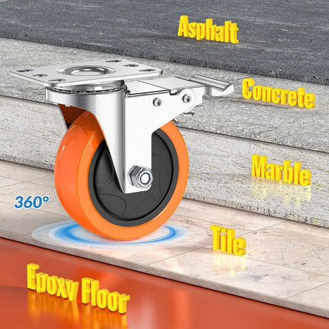 Stainless Steel 4 Inch Casters Set Of Four For Furniture And Equipment Anti Rust 304 Stainless Steel Wheel on various surfaces