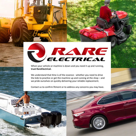 Collage of vehicles with Rare Electrical logo and message about quick reliable replacement services.
