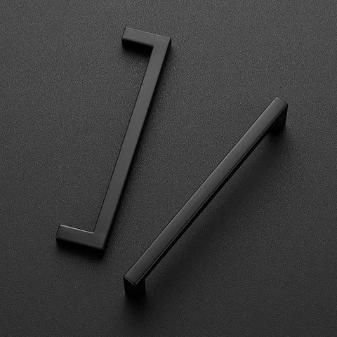 10 Pack Matte Black Cabinet Pulls With 5 Inch Hole Center Square Bar Slim Drawer Handles Center-To-Center 5 Inch