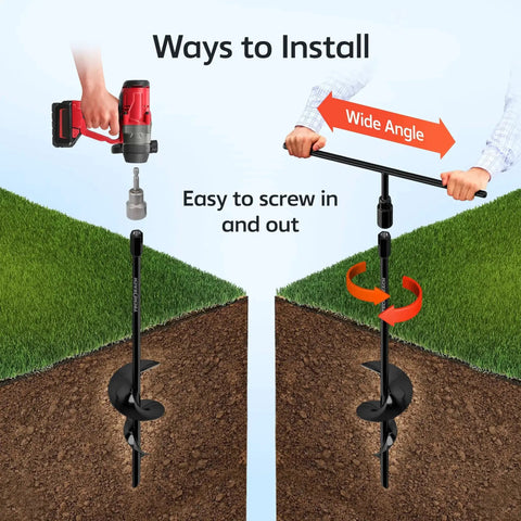 Ways to install Heavy Duty 18 Inch Ground Anchors Set Of 4 Screw In Stakes for tie downs with drill and manual wrench methods
