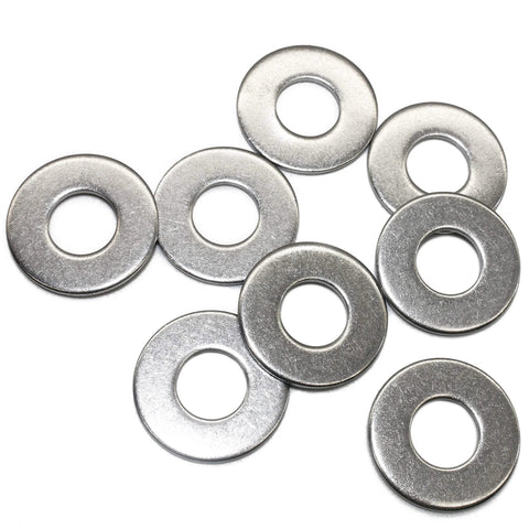 Nine FullerKreg 3/8 in ID x 1 in OD stainless flat fender washers, 0.080 in thick, 304 stainless