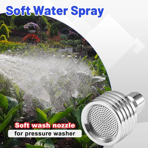 Two-pack stainless steel pressure-washer nozzle tips with 1/4 inch quick-connect for soft wash, car washing and gardening