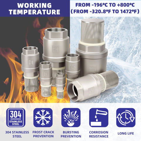 Foot valve set with stainless steel filters and mesh screens for water pumps and irrigation