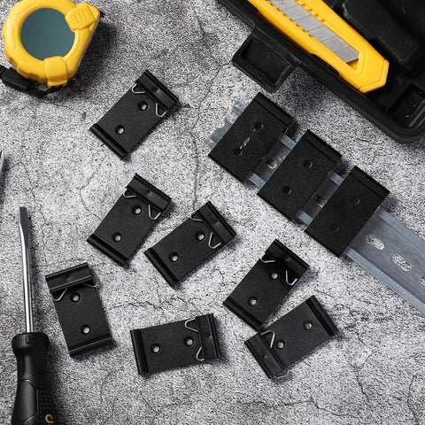 10 Pack Din Rail Mount Clips 1.02 Inch Wide Snap In Universal Brackets Fixed Clamp Black Aluminum Alloy Relay Clip For 35mm DIN Rail Switches And Injectors Heavy Duty Tough As Nails Quality on table