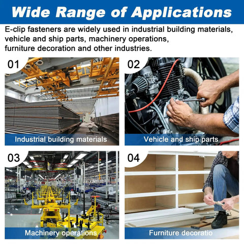 Dope External E Clip Circlip Retaining Rings Kit 550 Pcs for machinery, automotive, DIY in various industrial applications.