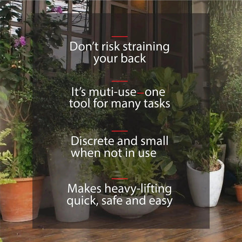 Two Person Potted Plant Lifter For Heavy Pots And Planters Up To 200 Pounds with various potted plants outdoors