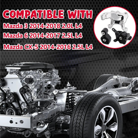 Beefed Up Engine And Transmission Mount Kit For Mazda 3 2014 2015 2016 2017 2018 2.0L And 2.5L Models Plus CX 5 2.5L