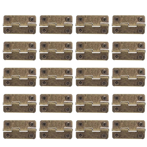 1.2 Inch Miniature Iron Chest Hinges With Screws 50 Pack For Small Cabinets Jewelry Boxes DIY Crafts Antique Copper Finish Durable Hardware Accessories