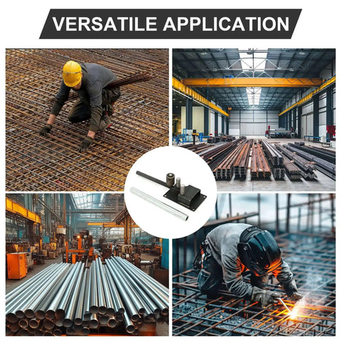 Heavy Duty Manual Rebar Bender For 4mm To 14mm Steel Rods, showing versatile application in construction and metalwork environments.