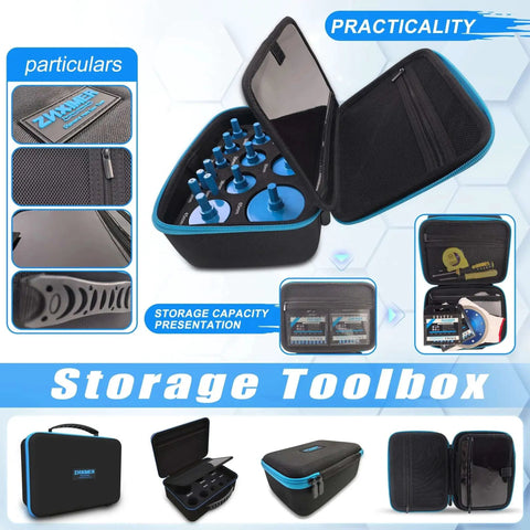 Diamond Tile Hole Saw Kit For Porcelain And Ceramic Tiles 12pc Diamond Core Drill Bit Set with storage toolbox open view