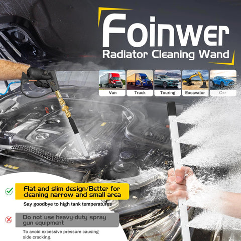 Foinwer 24-inch radiator cleaning wand set, stainless wand with brass adapter, 1500 PSI for car/truck/RV radiators