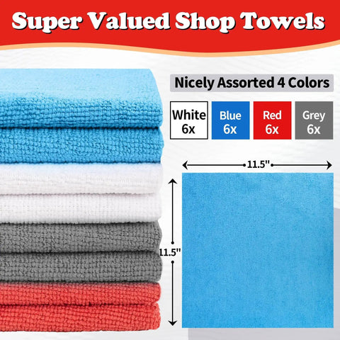 Bulk Microfiber Towels For Cars 24 Pack Absorbent Cleaning Cloths All Purpose Rags For Auto Garage And Shop Easy Wipe Dust Free Lint Free