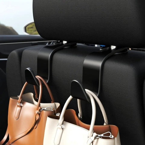 Car Seat Headrest Hooks 4 Pack Universal Hanger Organizer For Purse And Coat holding handbags on car seat