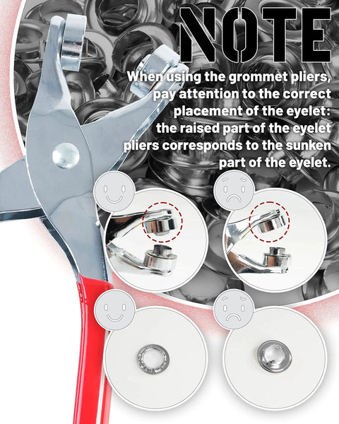 Grommet pliers with 150 Piece Grommet Tool Kit With One Half Inch Silver Eyelets Leather Hole Punch Pliers Grommet Kit instructions