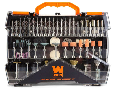 Comprehensive 282 Piece Rotary Tool Accessory Kit With Carrying Case For Sanding Carving Cutting And More DIY Projects By Wen