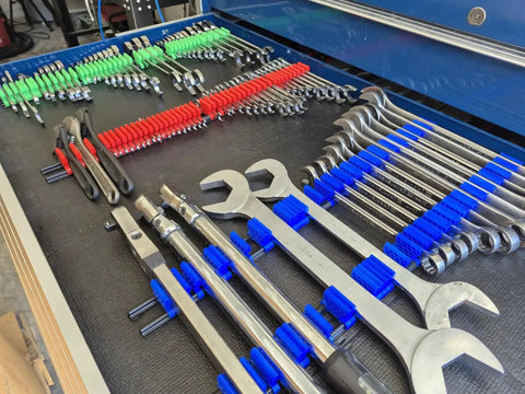 Space Saving Wrench Organizer Set With Infinitely Adjustable Dividers Holds Up To 42 Wrenches And Lets You Stand Or Lay Wrenches Flat