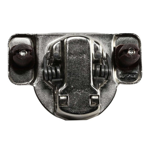 Beefy One And One Quarter Inch Overlay Soft Close Cabinet Hinge With 105 Degree Opening Angle, bottom view showing press-in cam