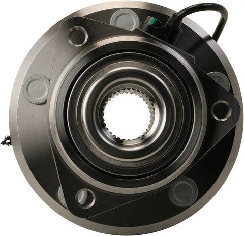 Front view of wheel bearing and hub assembly for Jeep Wrangler JK 2011 2017 and 2018 Wrangler bolt on replacement part