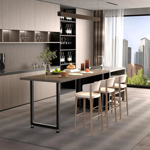 Heavy Duty 14 Gauge Steel Counter Height Table Legs 34 By 24 Inch Square Metal Frame in modern kitchen island setup