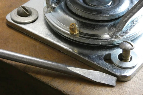 Close-up of 8 Inch Pneumatic Caster Wheel With Swivel Plate And Ball Bearing Steel Hub Five Eighths Inch Bore 220 Pound Load Capacity