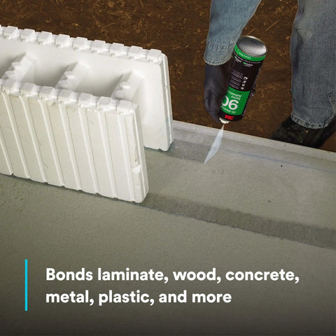 Person applying Hi-Strength 90 Permanent Spray Adhesive, Inverted Can for Upside-Down Spraying on concrete surface