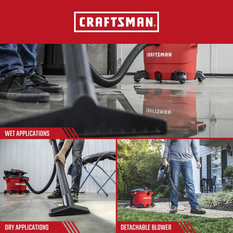 16 Gallon Wet Dry Shop Vacuum With 6.5 Peak HP Heavy Duty Power Detachable Leaf Blower Two In One Portable Vacuum in use