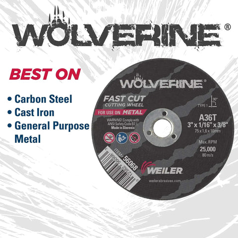 Die Grinder Cutoff Wheel And Mandrel Kit With 3 Inch Wolverine T1 Thin Cutoff Wheels And 1 Mandrel Includes 10 Cutting Discs