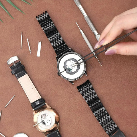 78 Pcs Watch Pins Replacement Kit Stainless Steel Spring Bars With Strap Remover Tool For Metal And Leather Watches Easy DIY Band Adjustment From 8mm To 24mm Length With 1.5mm And 1.8mm Diameters Includes 72 Pins Two Repair Kits And Tweezers used on watch