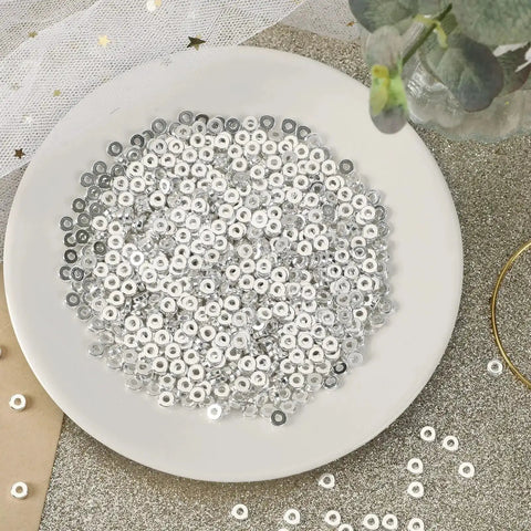 Six Millimeter Flat Round Spacer Beads Pack Of 1500 Silver Rondelle Beads for Jewelry on a Plate