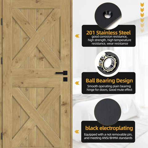 JAVOUKA black 4.5x4.5 inch heavy-duty door hinge with ball bearing, stainless steel, 144 screws included