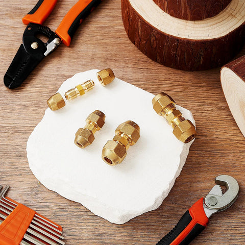 Amazon Relaxweex brass copper flare fittings set, 4 pcs, for 1/4 and 3/8 in tubing with flare nuts