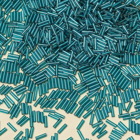 Lake Blue Glass Bugle Beads 2x6mm Bulk 2000 Pieces Tiny Tube Beads For Jewelry Making Embroidery Sewing Crafts Bracelets
