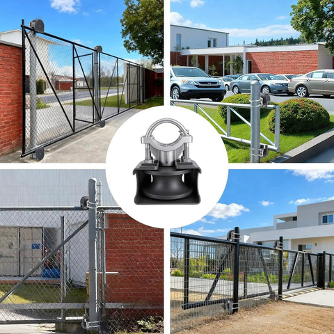 Collage of Nylon Cantilever Sliding Gate Rollers With Covers Heavy Duty Gate Roller Hardware Pack Of 4 for various gate types