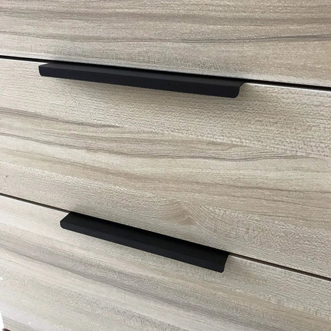 Edge Pulls For Cabinets And Drawers, 8 Pack, 6 Inch Overall Length, Black Concealed Tab Pulls For Kitchen Garage Cabinets installed