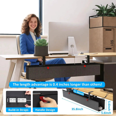 Under Desk Cable Management Tray With Fabric Wire Organizer Clamp Or Screw Mount Hidden Cord Raceway for home office desk