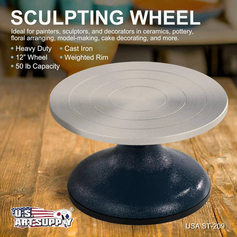 7 Inch Diameter Sculpting Wheel For Ceramics And Pottery With Heavy Duty All Metal Construction And Ball Bearing Turntable Ideal For Cake Decorating Model Making Clay Design Floral Arranging And Other Artists US Art Supply.