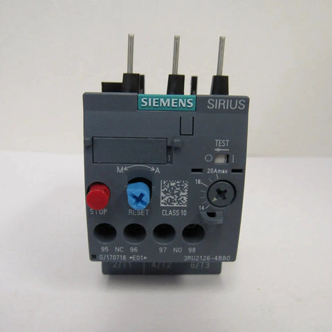 Front view of Thermal Overload Relay 3RU2126-4BB0 For Motor Protection, Adjustable 14 To 20 Amp Current Response, S03 Pole Unit