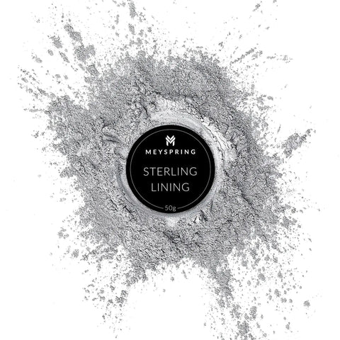 True Metallic Pigment For Epoxy Resin And UV Casting Makeup Silver Aluminum Powder For Resin Art And Jewelry Making Delivers A Jaw Dropping Liquid Metal Finish In Resin Projects For Artists And Crafters Who Want A True Metallic Look That Shines In Light. Jar with silver powder splash.