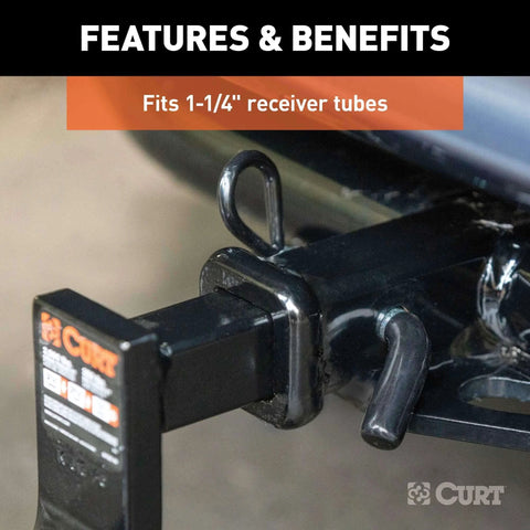 Trailer Hitch Pin and Clip With Vinyl Coated Grip, Half Inch Diameter, Fits One And One Quarter Inch Receiver, installed view