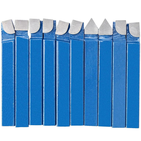 Metal Lathe Tooling Set With Ten Carbide Tip Cutters For Precision Turning Boring And Chamfering On Metal Lathe One Quarter Inch Shank Ten Piece C6 Bit Cutter Set AR4C6 AL4C6 BR4C6 BL4C6 C4C6 E4C6 PNBO.