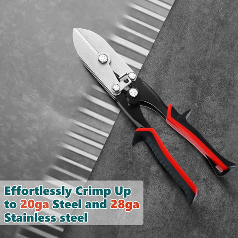 5 Blade Hand Crimper For Sheet Metal, 10.5 Inch HVAC Duct Tool For 22-28 Gauge Galvanized And Stainless Steel