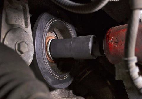 17mm Harmonic Balancer Socket For Honda And Other Engines installed on a vehicle, showing heavy-duty alloy steel construction.