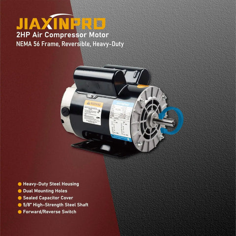 2HP Air Compressor Replacement Motor With 3450 RPM Dual Voltage 115 Or 230V 56 Frame 5 Eighth Inch Keyed Shaft by JIAXINPRO
